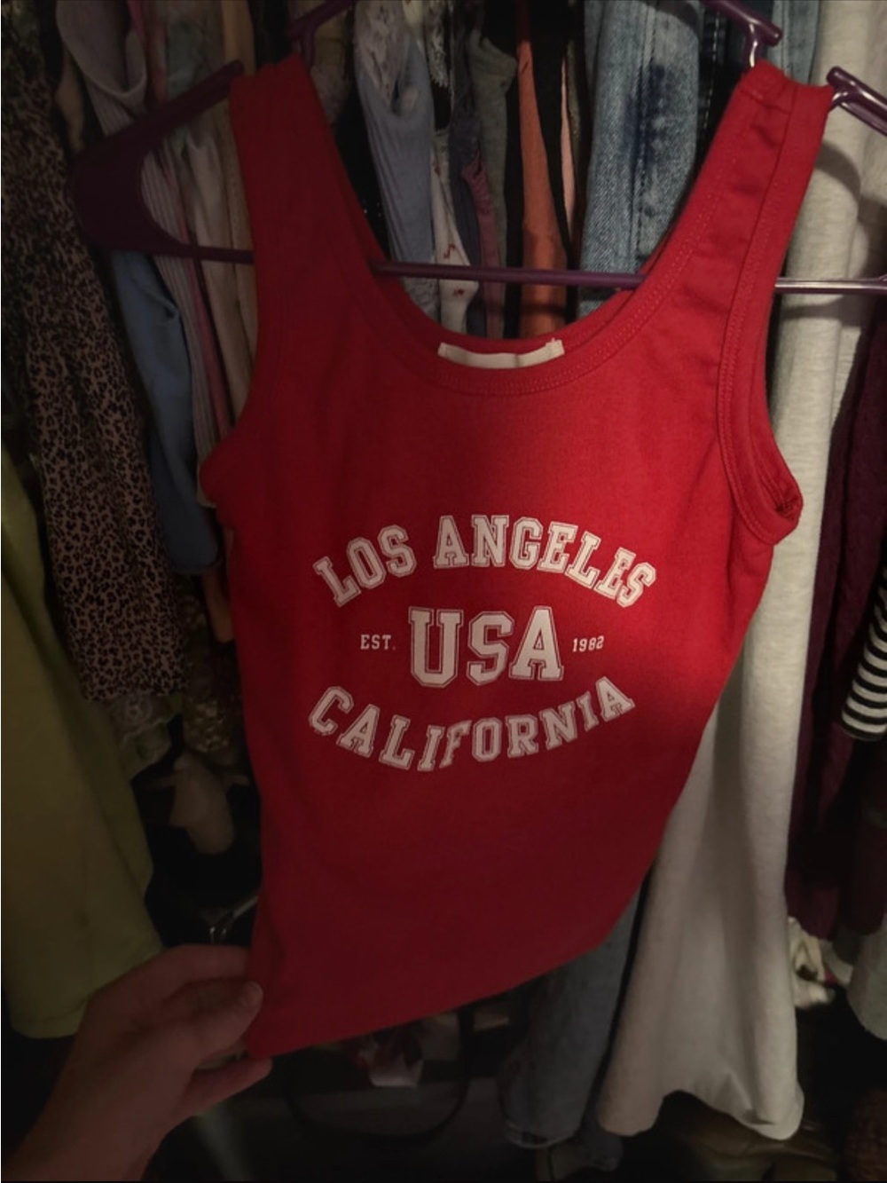 Red 'Los Angeles USA California' Scoop Neck Tank Top